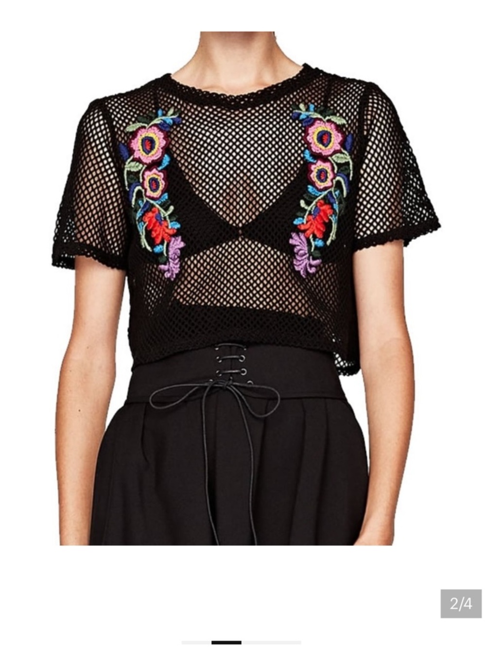 Zara Embroidered Knit Top Size S #0118